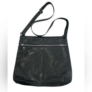 Margot Black Leather Minimalist Adjustable Strap Crossbody Bag